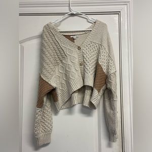 Cream and brown cropped sweater